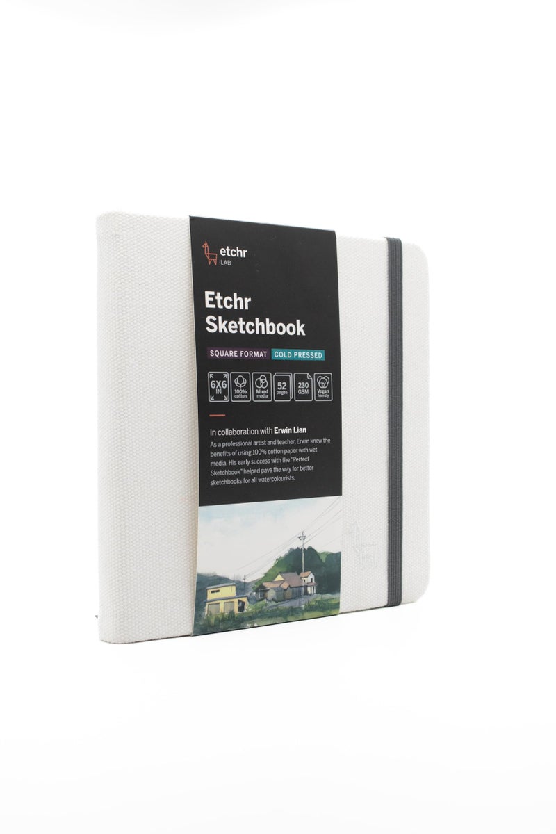 Etchr 6" Square Cold Press Mixed Media Sketchbook - Hardcover, 100% Cotton, 6"x6", 52 Pages - Image 2