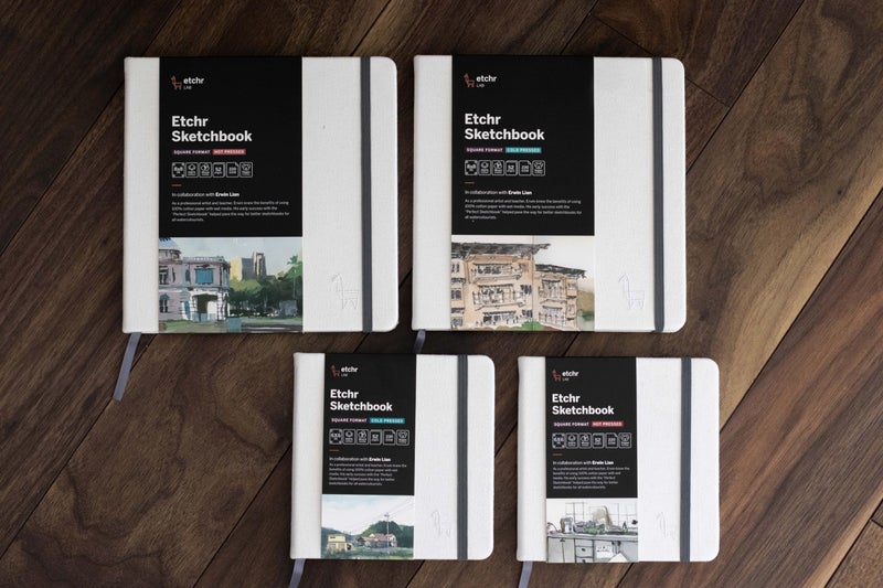 Etchr 6" Square Cold Press Mixed Media Sketchbook - Hardcover, 100% Cotton, 6"x6", 52 Pages - Image 5