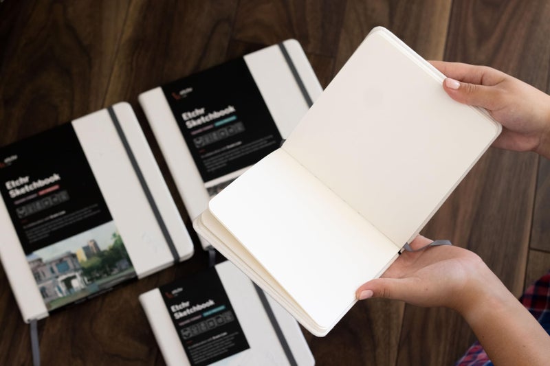 Etchr 6" Square Cold Press Mixed Media Sketchbook - Hardcover, 100% Cotton, 6"x6", 52 Pages - Image 4