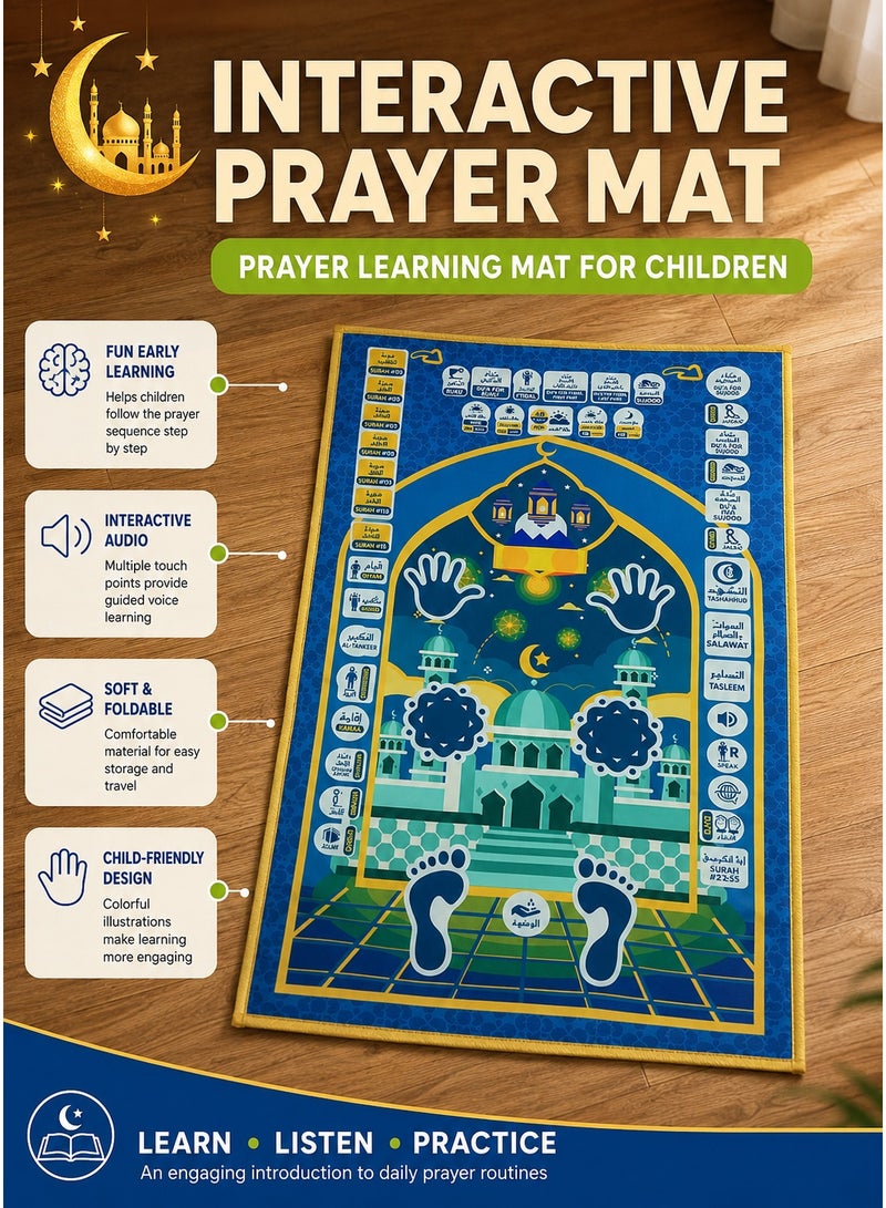 7-Language Interactive Prayer Mat for Kids - Educational Sensory Play Mat with Colorful Alphabet, Numbers & Shapes - Battery-Powered (Batteries Not Included) - Develops Motor Skills & Cognitive Learning - Multicolor, Kid Toy, Playful Design, Durable Surface - Image 1