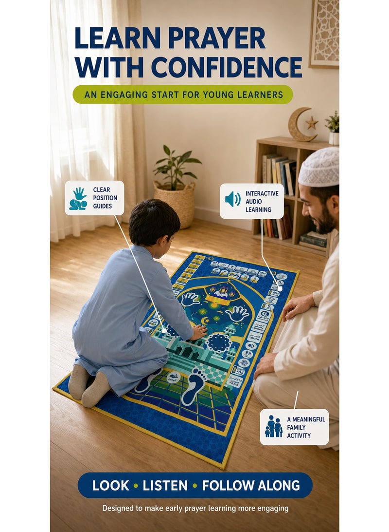 7-Language Interactive Prayer Mat for Kids - Educational Sensory Play Mat with Colorful Alphabet, Numbers & Shapes - Battery-Powered (Batteries Not Included) - Develops Motor Skills & Cognitive Learning - Multicolor, Kid Toy, Playful Design, Durable Surface - Image 2