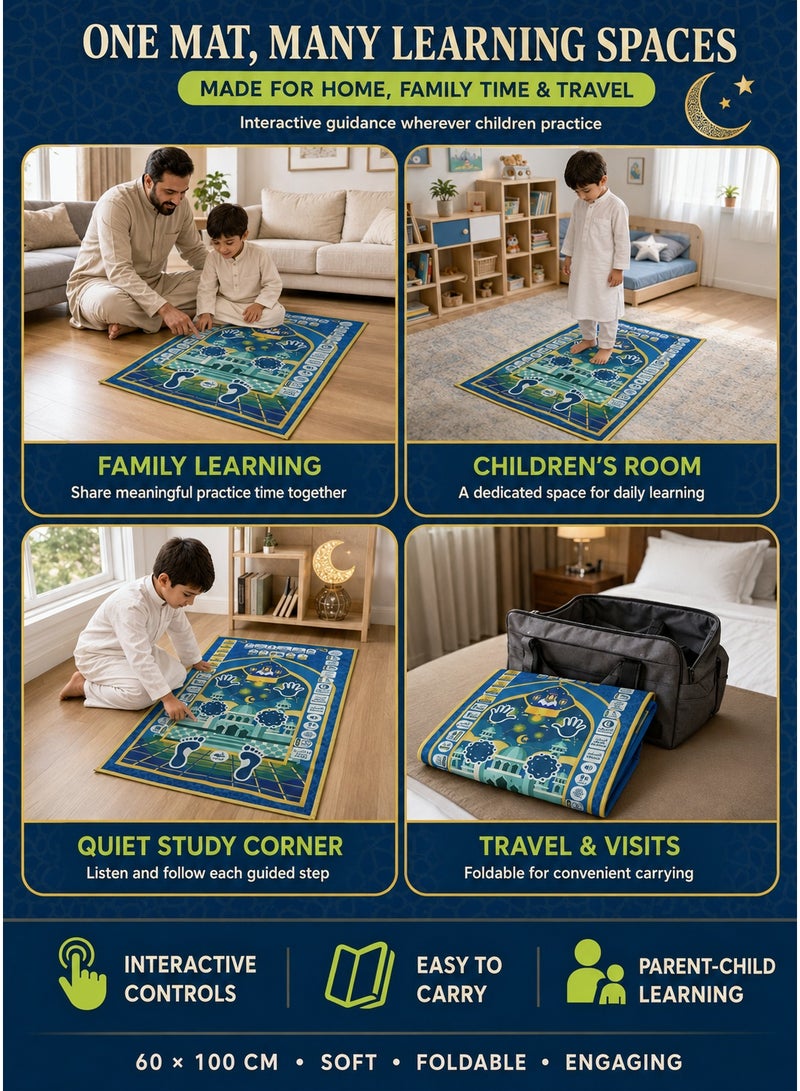 7-Language Interactive Prayer Mat for Kids - Educational Sensory Play Mat with Colorful Alphabet, Numbers & Shapes - Battery-Powered (Batteries Not Included) - Develops Motor Skills & Cognitive Learning - Multicolor, Kid Toy, Playful Design, Durable Surface - Image 4