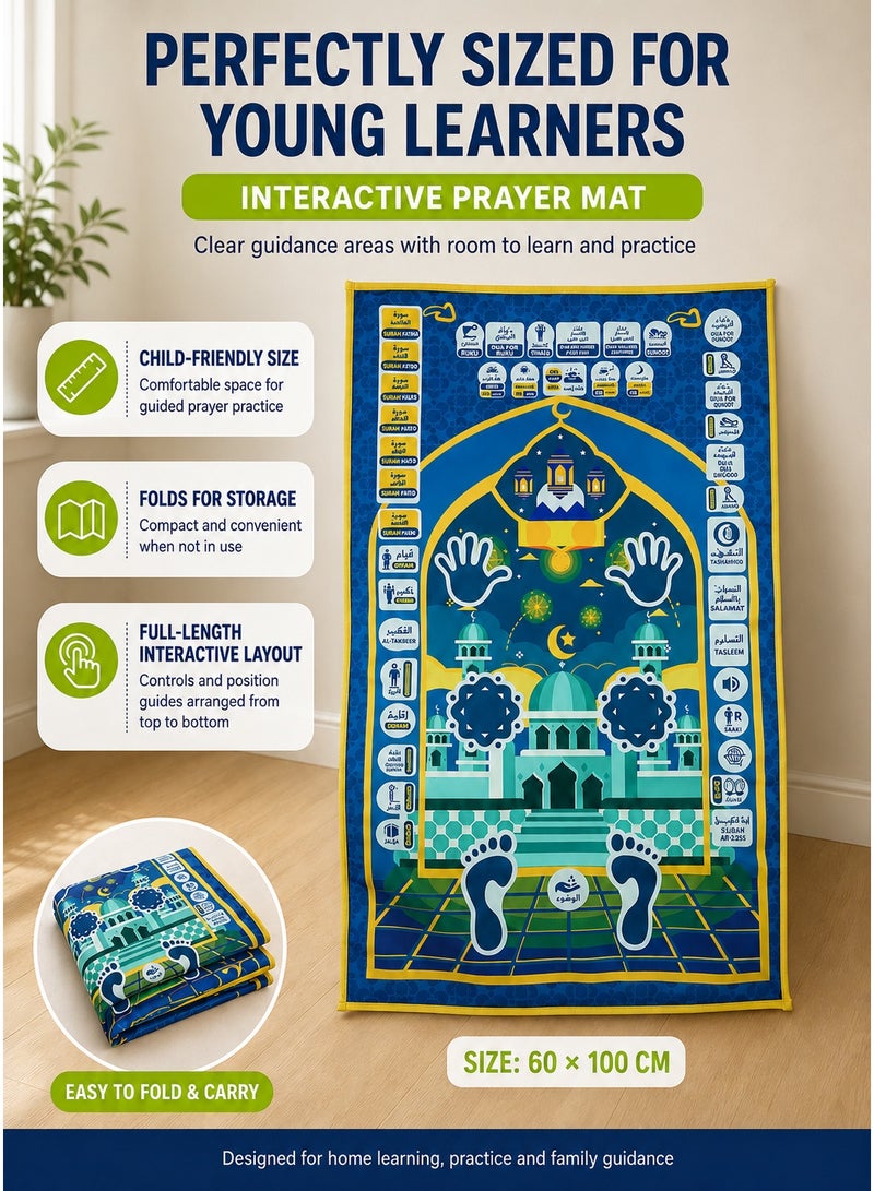 7-Language Interactive Prayer Mat for Kids - Educational Sensory Play Mat with Colorful Alphabet, Numbers & Shapes - Battery-Powered (Batteries Not Included) - Develops Motor Skills & Cognitive Learning - Multicolor, Kid Toy, Playful Design, Durable Surface - Image 5