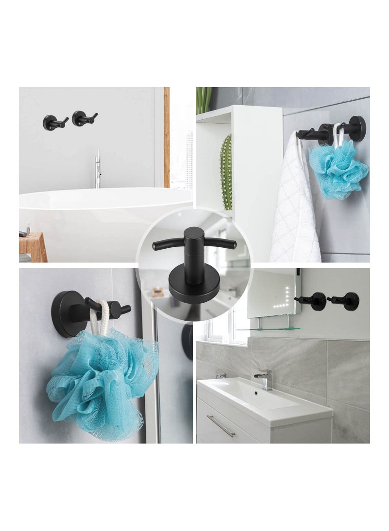 2Pcs Stainless Steel Bilateral Hook, Matte Black Double Wall Hooks, Heavy Duty Wall Mounted Hook, Towel Hooks for Hanging Coat, Robe, and Hanger for Bathrooms, Bedroom, Kitchen, Garage (2 Pack) - Image 5