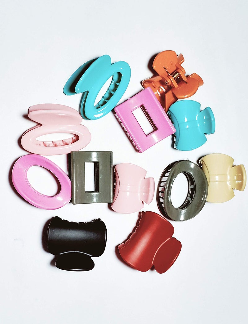 Drishti® Plastic Hair Claw Clip for Girls & Women Medium Size Multicolor Pack of 10 - Image 2