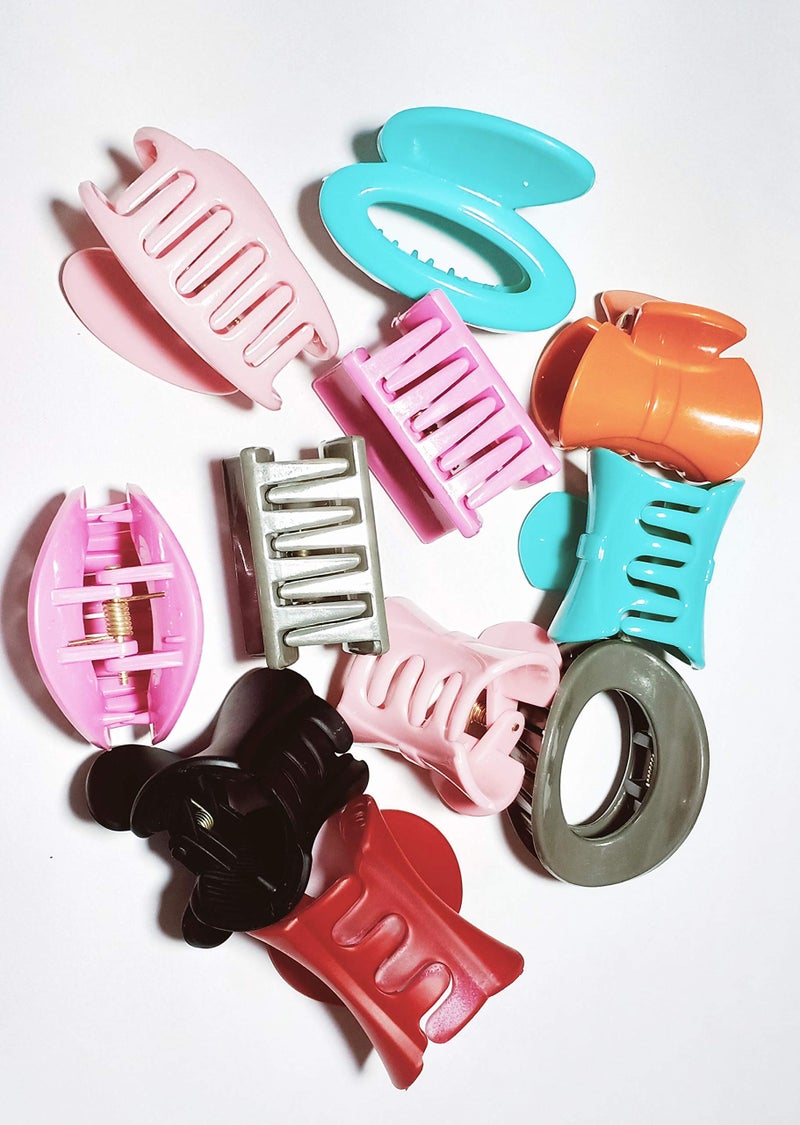 Drishti® Plastic Hair Claw Clip for Girls & Women Medium Size Multicolor Pack of 10 - Image 1