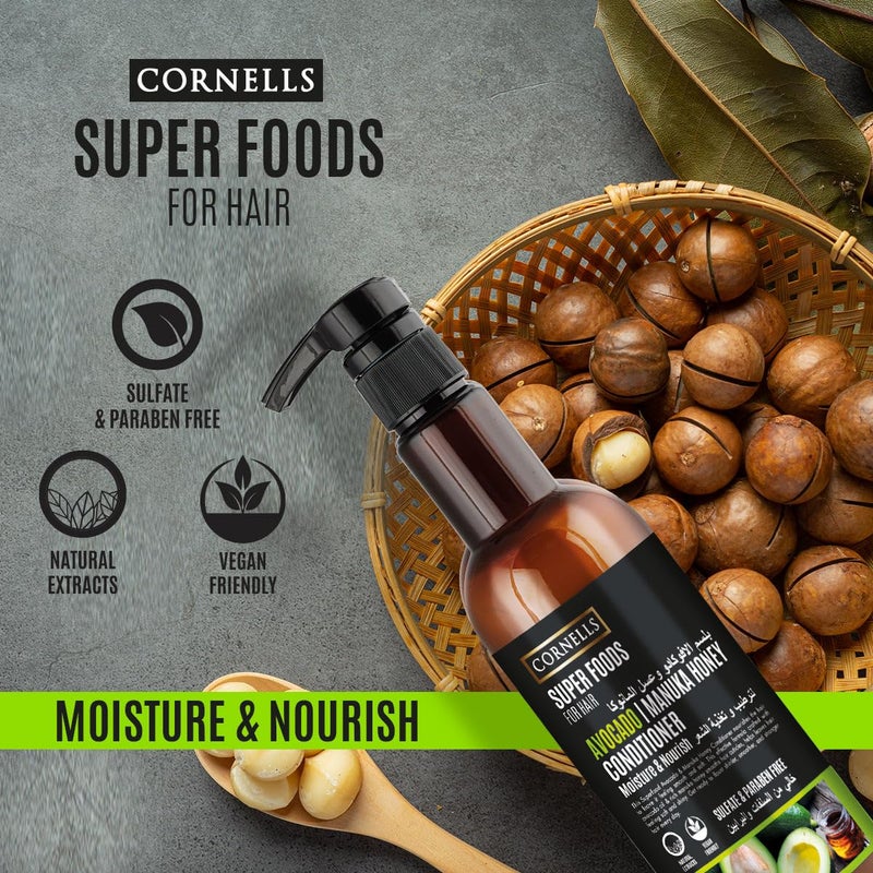Cornells Wellness Super Foods For Hair Care Avocado & Manuka Honey Conditioner 500ml, Deep Moisture, Smooth & Shiny Conditioners, Clean & Gentle Formula, Sulfate-free, Paraben-free, All Hair Types - Image 3