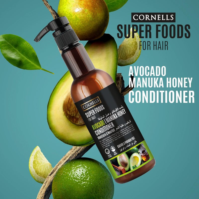 Cornells Wellness Super Foods For Hair Care Avocado & Manuka Honey Conditioner 500ml, Deep Moisture, Smooth & Shiny Conditioners, Clean & Gentle Formula, Sulfate-free, Paraben-free, All Hair Types - Image 2