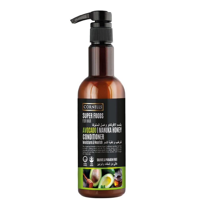 Cornells Wellness Super Foods For Hair Care Avocado & Manuka Honey Conditioner 500ml, Deep Moisture, Smooth & Shiny Conditioners, Clean & Gentle Formula, Sulfate-free, Paraben-free, All Hair Types - Image 1
