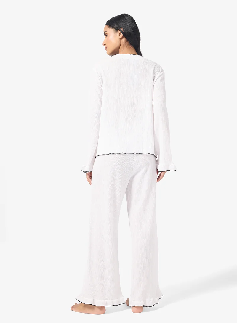 Ginger Bow Detail Knitted Top & Pyjama Set