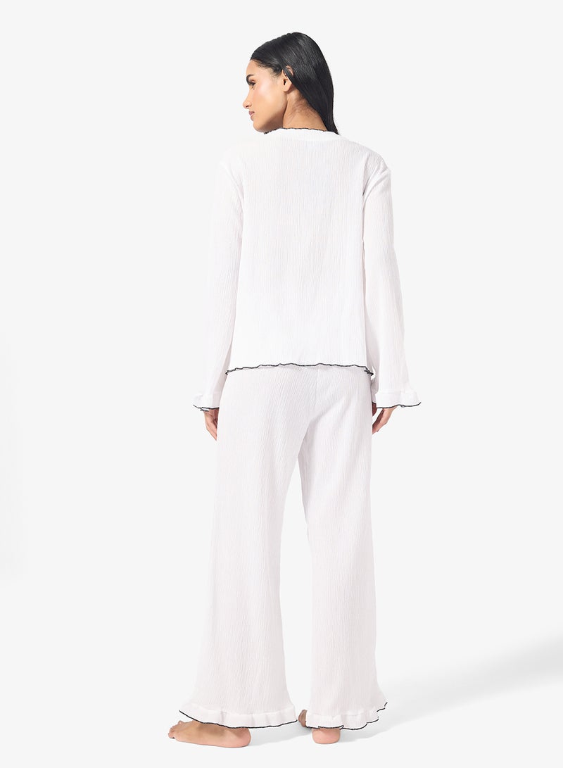 Ginger Bow Detail Knitted Top & Pyjama Set - Image 2