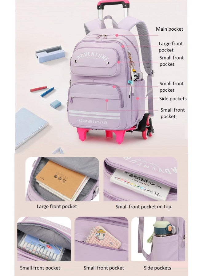 ETAISHOW ETAISHOW Rolling Backpack for Girls Kids Backpack with Wheels Roller Bookbag Trolley School Bag Wheeled Bag  - Image 4