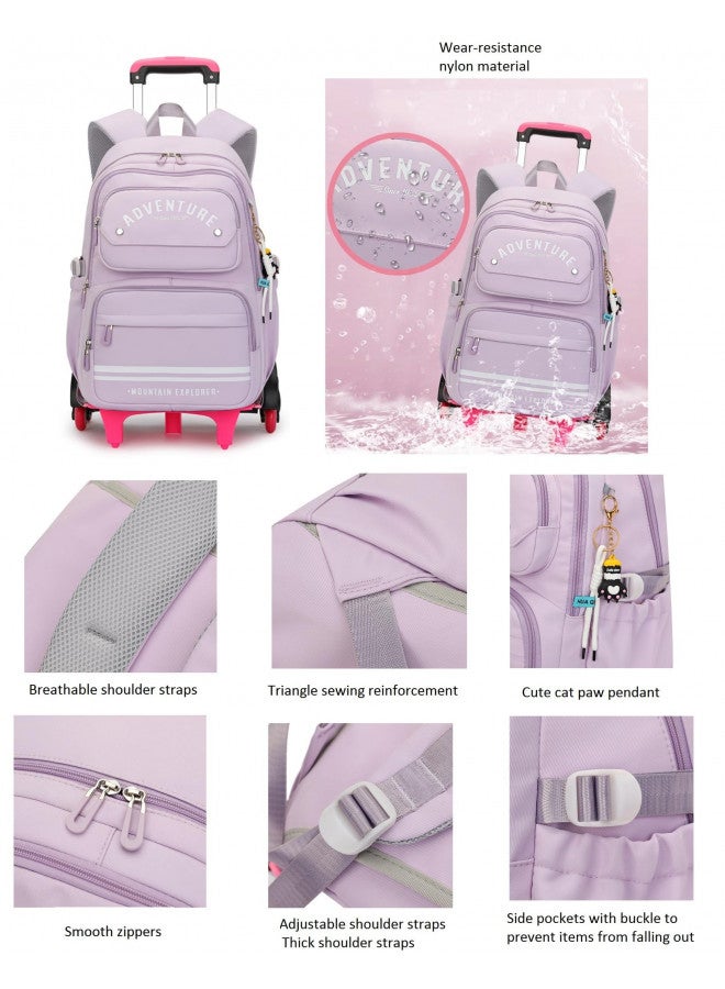 ETAISHOW ETAISHOW Rolling Backpack for Girls Kids Backpack with Wheels Roller Bookbag Trolley School Bag Wheeled Bag  - Image 3