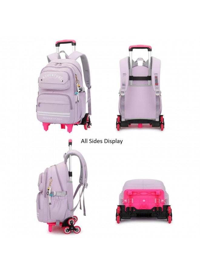 ETAISHOW ETAISHOW Rolling Backpack for Girls Kids Backpack with Wheels Roller Bookbag Trolley School Bag Wheeled Bag  - Image 2