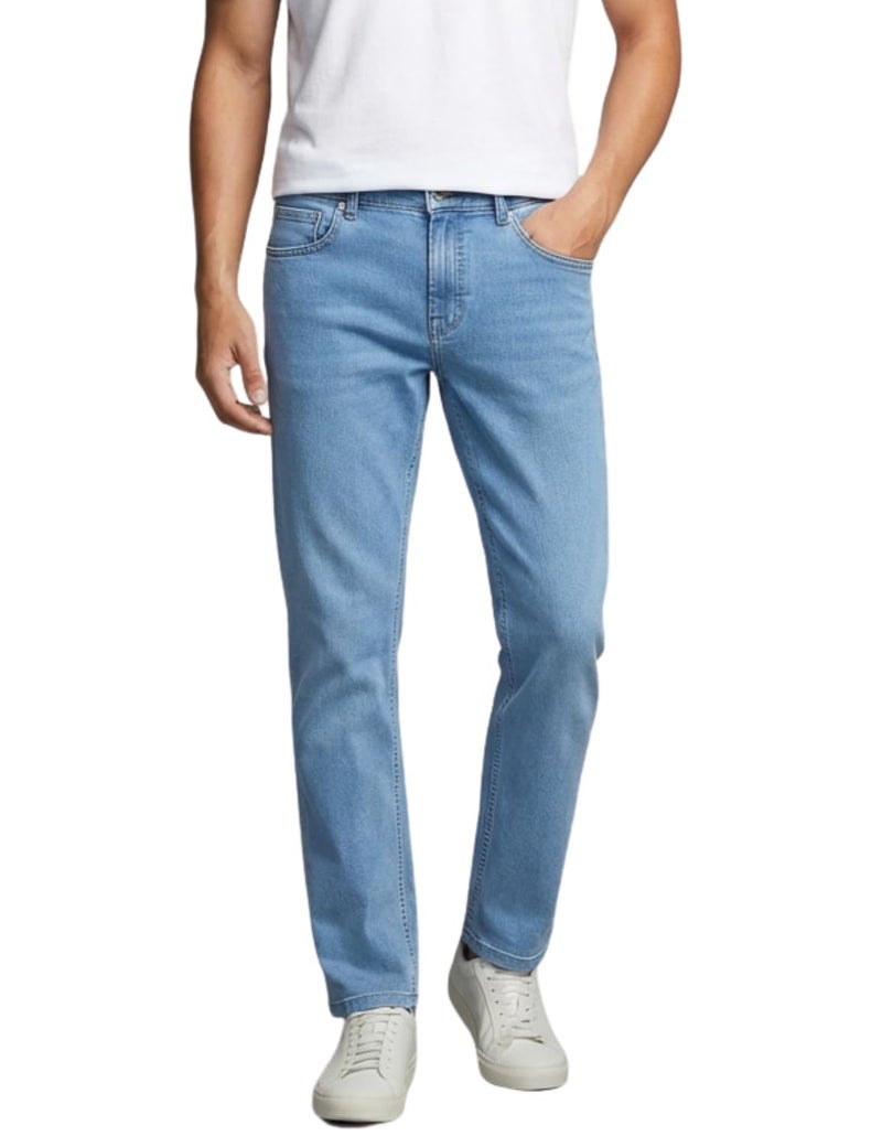 INKD Men's Relaxed Mid Rise Jeans (INKAW24MJN-501_Airforce Blue, 38 - Image 1