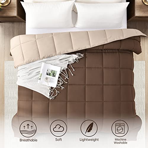 Homelike Moment Comforters Queen Size - Brown Duvet Insert Down Alternative Bed Queen Comforter, Lightweight Bedding Comforters Full Size Quilted Soft All Season Reversible Chocolate Brown/Beige - Image 5