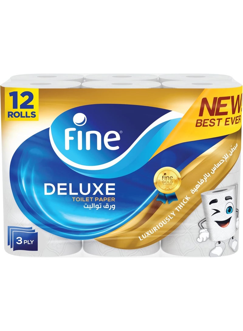 Fine Deluxe Toilet Paper 3 Ply 140 Sheets * 12 Rolls - Image 1