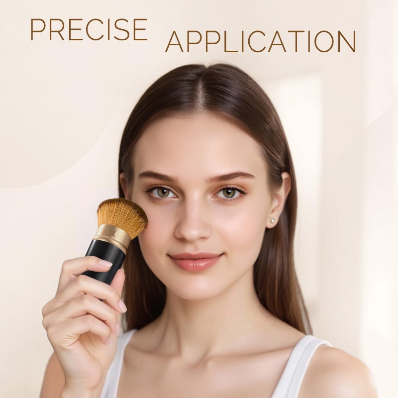 LIALTK Retractable Kabuki Makeup Brush - All-in-One Travel Foundation, Powder, Blush, Liquid & Cream Face Brush | Portable & Easy to Use for Women & Beginners (Black) - Image 3