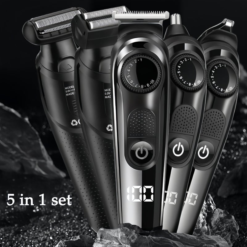 إي تي جي مقطع للرجال ، مقطع الشعر 5-في-1 ، حلاقة الجسم المقاومة للدش ومجموعة الحلاقة للمناطق الحساسة ، مجموعة أسلوب آمنة كل في واحد للجسم والذراعين واللحية والوجه وشعر الأنف - Image 4