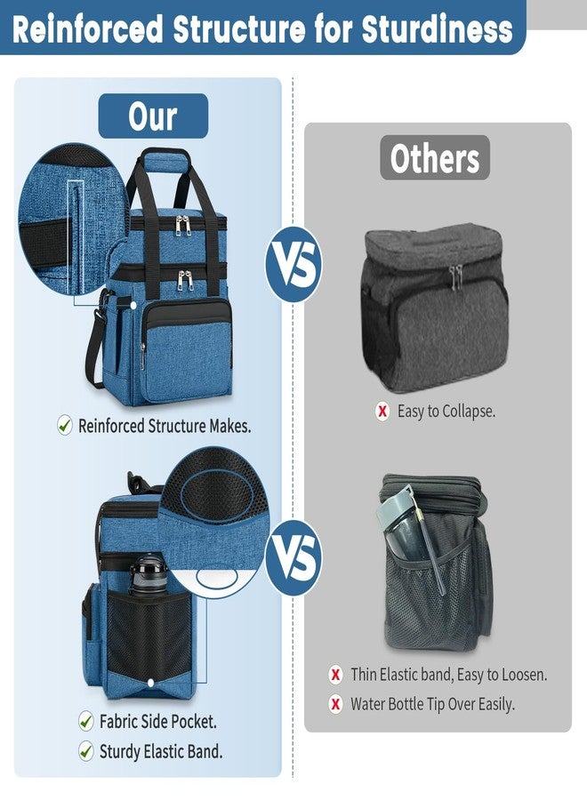 holuxer Insulated Lunch Bag & Lunch Box for Men - Double Deck Reusable Lunch Bag for Women Tote Cooler Bag Leakproof Soft Expandable - Large Lunchbox for Work/Adult/Picnic/Outdoor (Blue，15L) - Image 3