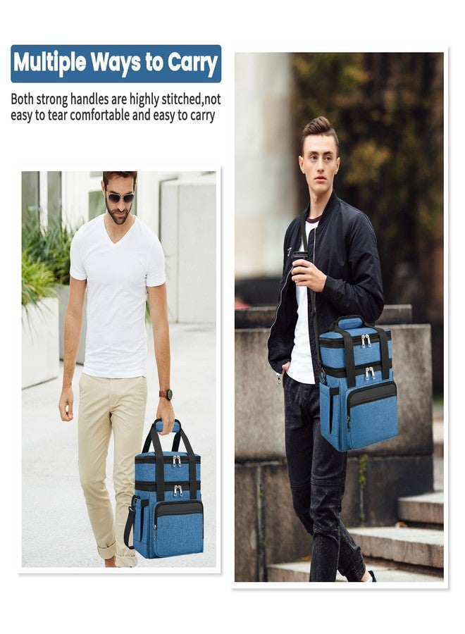 holuxer Insulated Lunch Bag & Lunch Box for Men - Double Deck Reusable Lunch Bag for Women Tote Cooler Bag Leakproof Soft Expandable - Large Lunchbox for Work/Adult/Picnic/Outdoor (Blue，15L) - Image 1