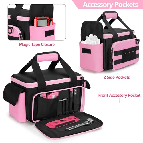 Rexmica Pink Tool Bag for Women, Tool Storage Organizer with Anti-friction and Thick Padded Bottom, Tactical Range Bag, Multi-functional Work Bag for Repairman, Electrician, Carpenters, Pink - Image 3