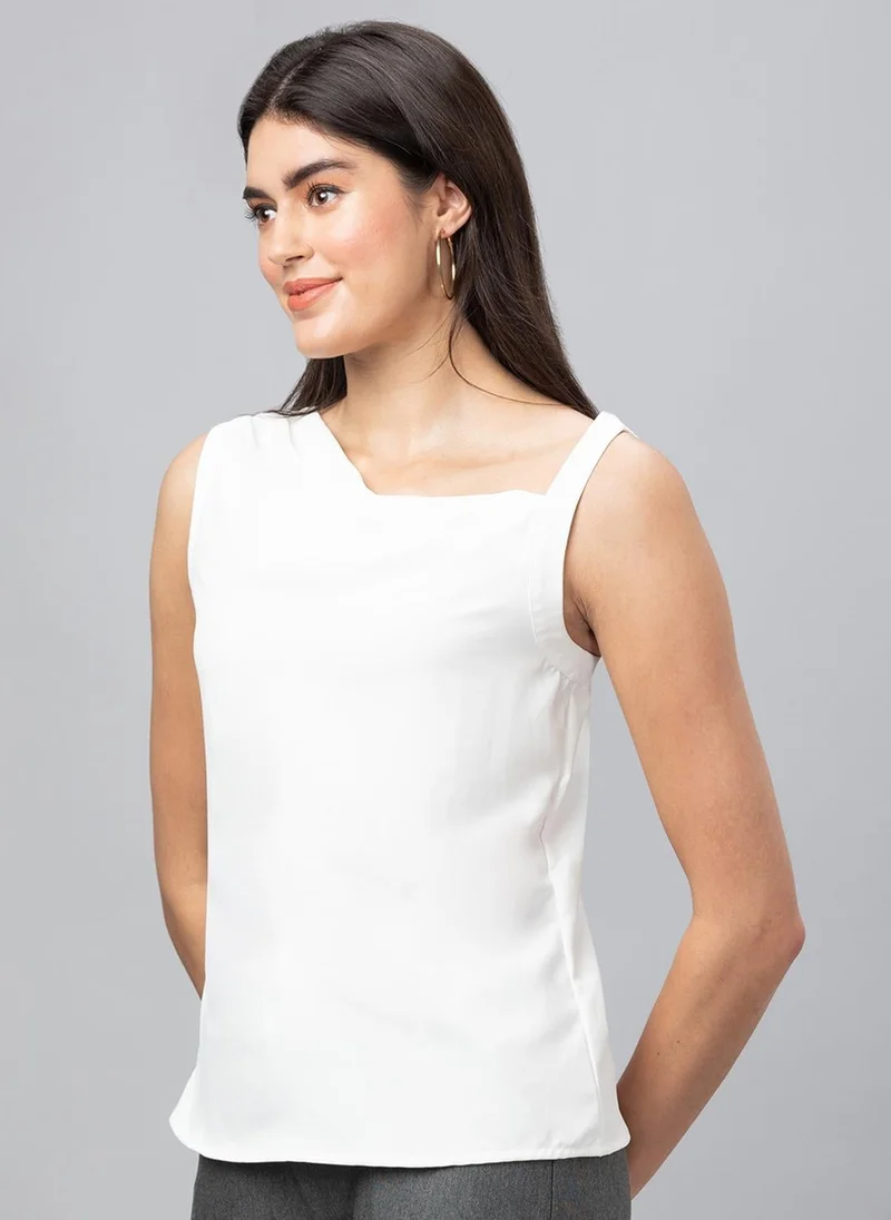 globus Globus Women White Solid Sleeveless Top