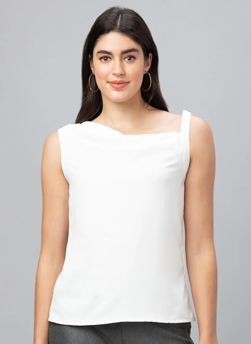 globus Globus Women White Solid Sleeveless Top