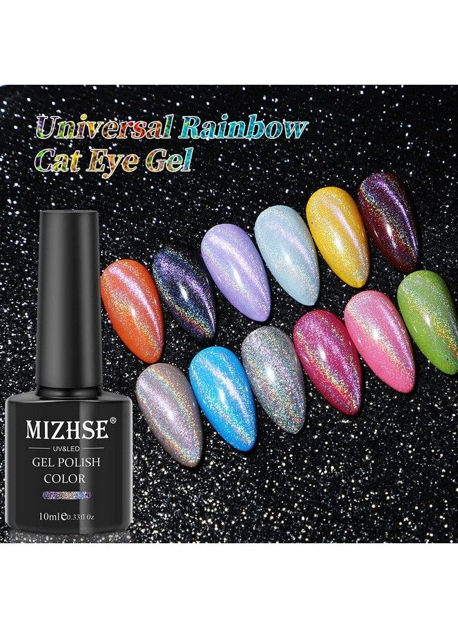 MIZHSE - 10Ml Universal Rainbow Cat Eye Gel Nali Polish Laser Holographic 9D Cat Eye Gel Polish Soak Off Led Uv Gel Nail Art Varnish With Magnetic (Wnxcmy) - Image 1