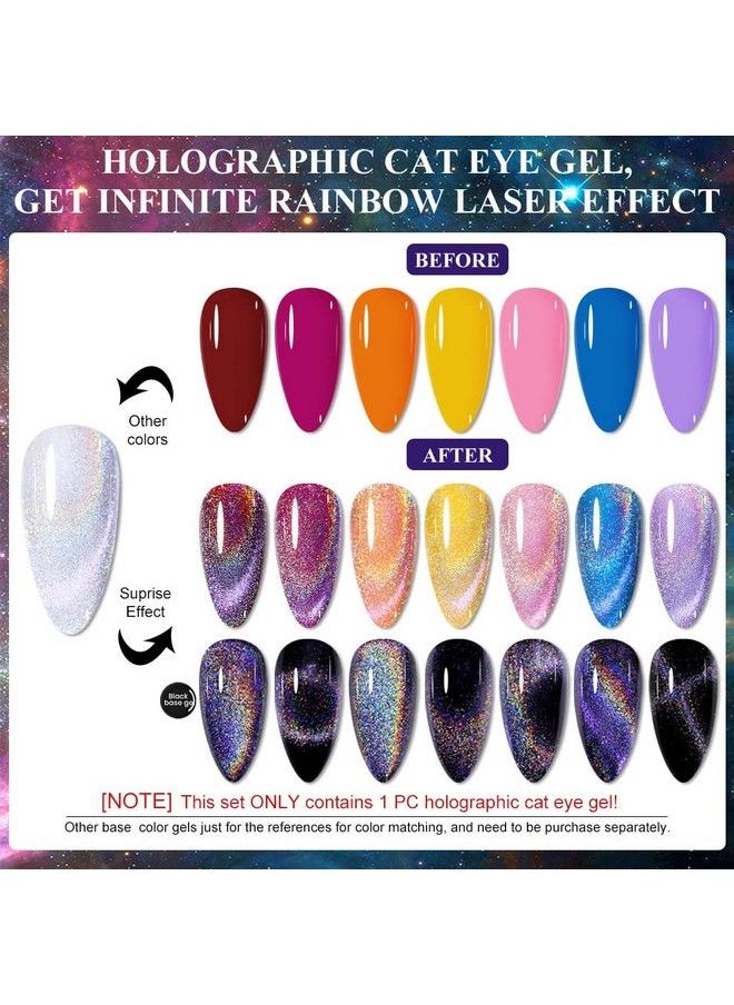 MIZHSE - 10Ml Universal Rainbow Cat Eye Gel Nali Polish Laser Holographic 9D Cat Eye Gel Polish Soak Off Led Uv Gel Nail Art Varnish With Magnetic (Wnxcmy) - Image 1