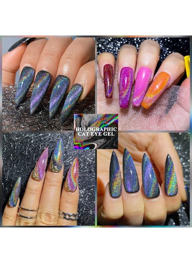 MIZHSE - 10Ml Universal Rainbow Cat Eye Gel Nali Polish Laser Holographic 9D Cat Eye Gel Polish Soak Off Led Uv Gel Nail Art Varnish With Magnetic (Wnxcmy) - Image 1