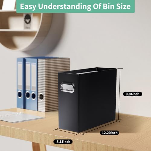 Tcbelosion Collapsible File Organizer Box with Handle, Filing Organizer for Home or Office, Small Portable File Box(1 Pack, Black) - Image 2