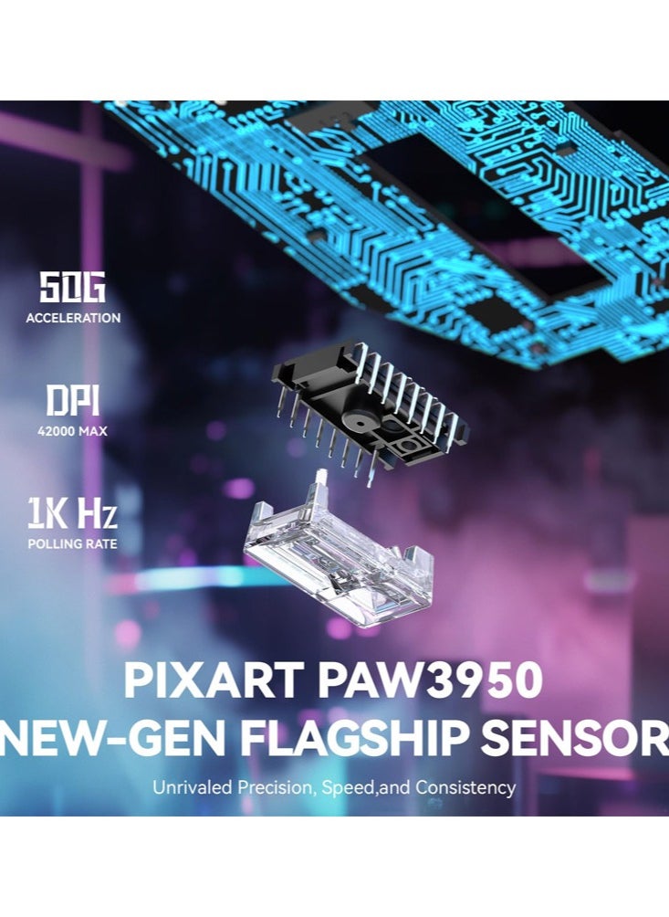 Attack Shark - X3MAX Wireless Gaming Mouse,PixArt PAW3950 42000 DPI,49g Ultralight Tri-Mode(BT5.4/2.4GHz/Wired), 1K Polling Rate Programmable Computer Mice for PC/MAC/Win - Image 1
