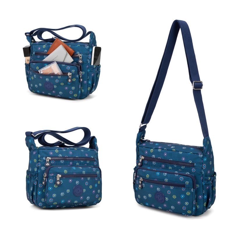 Pealwel Women Shoulder Handbag Roomy Multiple Pockets Bag Ladies Crossbody Purse Tote Top Handle Satchel(Luckly Star Floral) - Image 5