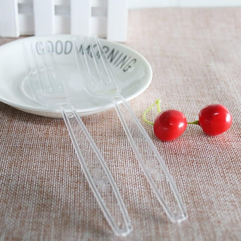 MOACOCK 300 Count Plastic Silverware  Heavy Weight Plastic Forks Spoons Disposable Utensils Cutlery Set for Wedding Party Supplies Everyday Use - Image 4