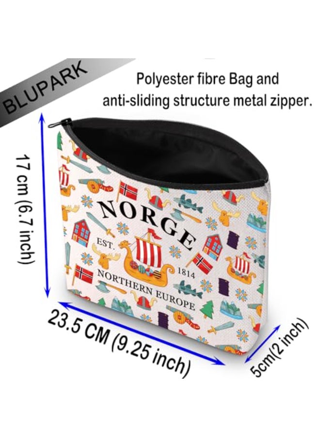 BLUPARK Norway Travel Cosmetic Bag Norwegian Gift Norge Makeup Bag Souvenirs Gift Norge - Image 3