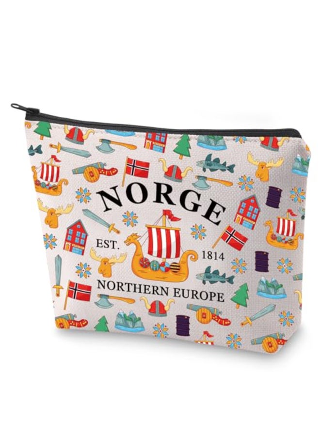 BLUPARK Norway Travel Cosmetic Bag Norwegian Gift Norge Makeup Bag Souvenirs Gift Norge - Image 1