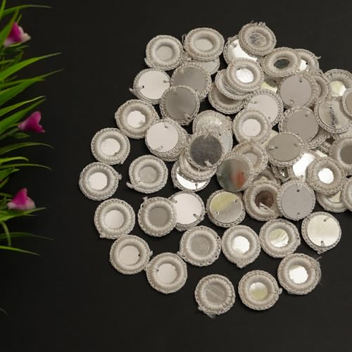 EmbroideryMaterial 100 Pcs Acrylic Embroidery Mirrors for Craft, DIY, Dress Designing, Jewellery Making, Saree Embellishments & Decorative Projects (White, 18MM) - Image 4
