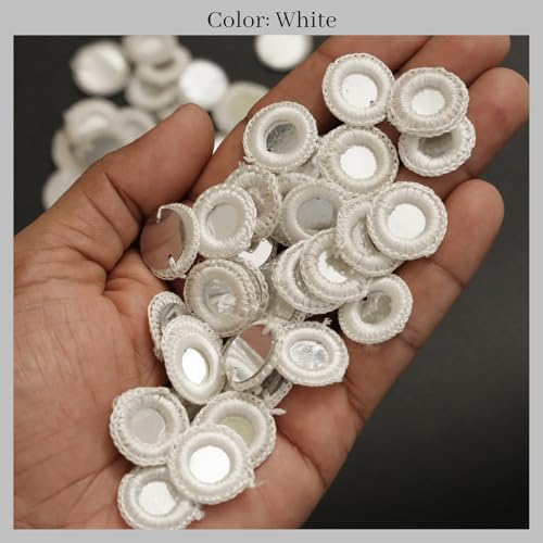 EmbroideryMaterial 100 Pcs Acrylic Embroidery Mirrors for Craft, DIY, Dress Designing, Jewellery Making, Saree Embellishments & Decorative Projects (White, 18MM) - Image 3
