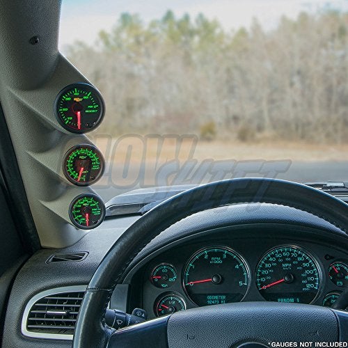 GLOWSHIFT بود قياس عمود ثلاثي بلون تان متوافق مع شيفروليه شيفي سيلفرادو دوراماكس 2007-2013 - قطع مكبر الصوت في العمود A - متطابق مع لون المصنع - يركب (3) مقاييس 2-1/16" (52mm) - Image 2