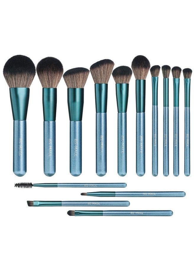 BS Mall Bs-Mall Makeup Brush Set 14Pcs Premium Synthetic Professional Makeup Brushes Foundation Powder Blending Concealer Eye Shadows Blush Makeup Brush Kit Deep Starry Blue - Image 1