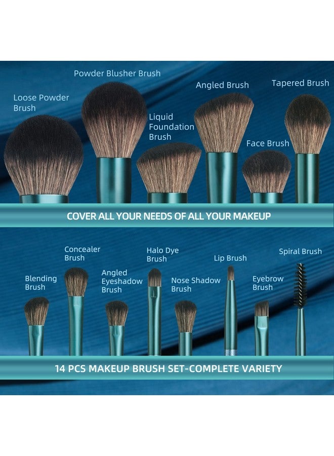 BS Mall Bs-Mall Makeup Brush Set 14Pcs Premium Synthetic Professional Makeup Brushes Foundation Powder Blending Concealer Eye Shadows Blush Makeup Brush Kit Deep Starry Blue - Image 3