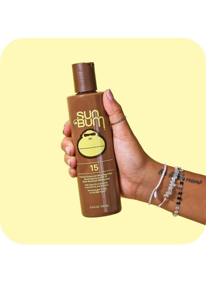 لوشن برونزنج SPF 15 | نباتي ومتوافق مع قانون الشعاب المرجانية 104 في هاواي (خالي من أوكتينوكسات وأوكسي بنزون) واقي شمس مرطب واسع الطيف UVA/UVB مع فيتامين E | 8.5 أونصة