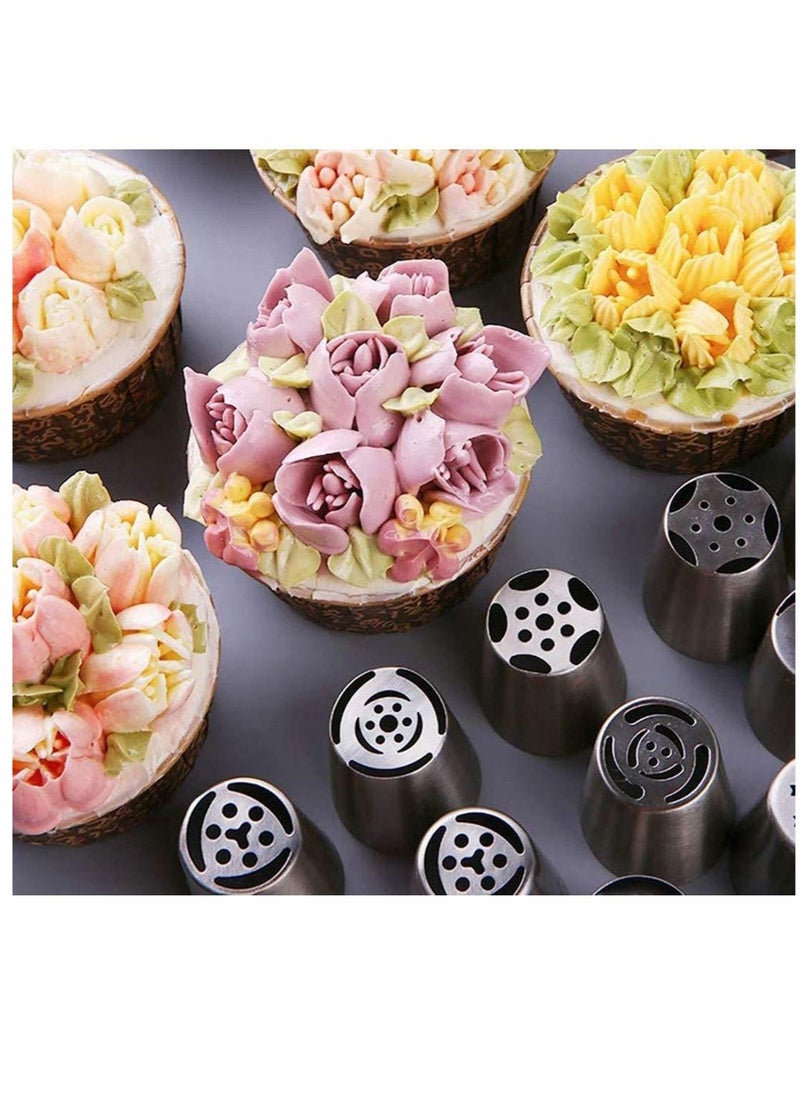SYOSI - 27pcs Russian Piping Tips Cake Decorating Tips Icing Piping Nozzles Tool Piping Ball Tips Cake Decorating Supplies Kits DIY Baking Tools for Cake Cookies Dessert Pastry Decoration - Image 1