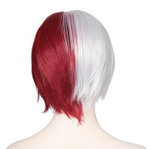 ColorGround Female Anime Cosplay Wig Silver White Dark Red with Ponytails - Image 5