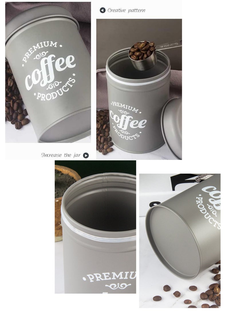 Old_Feller 3-Piece Vintage Storage Can Set, Airtight Kitchen Containers Decorations with Lids, Coffee, Tea, Sugar Metal Containers Jars, Decorative Kitchen Food Canister Jars Gery - Image 3