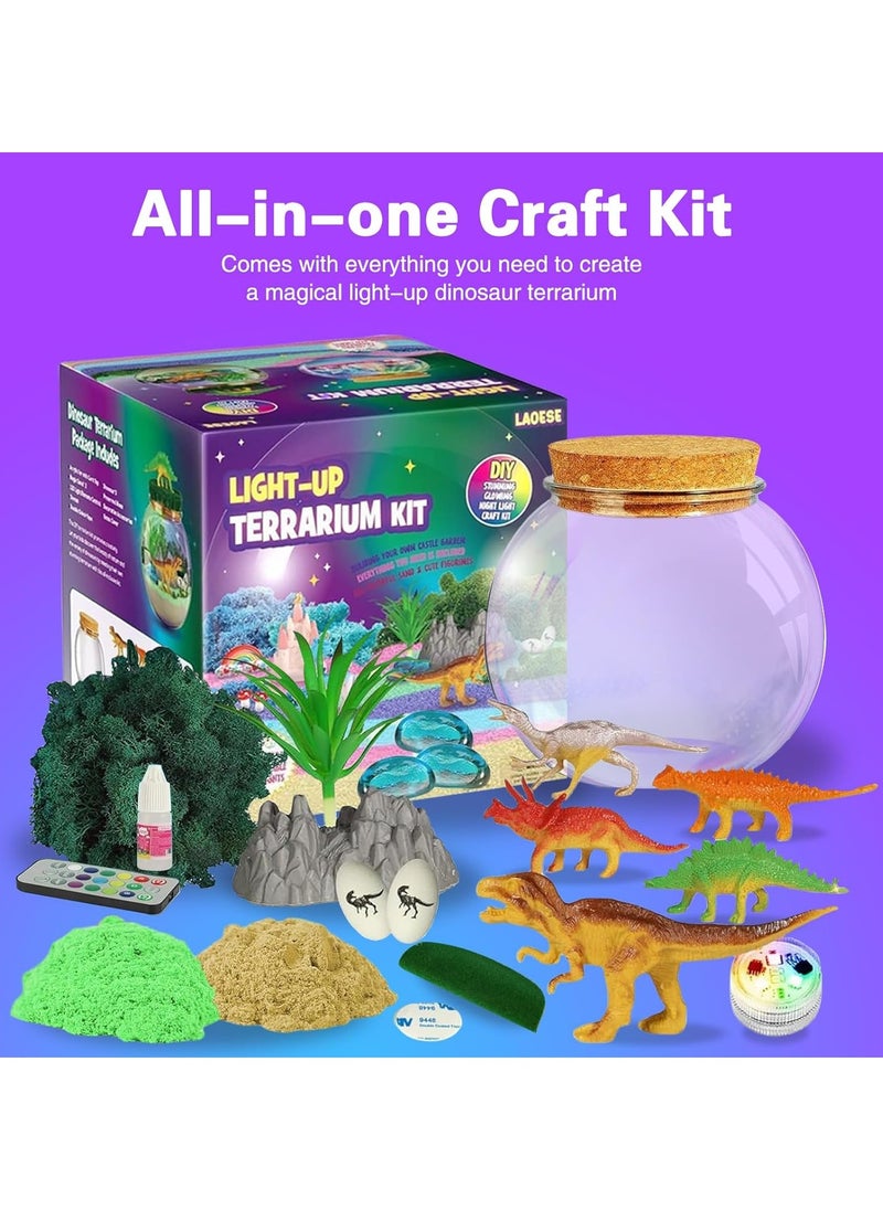 DMG TECH Dinosaur Terrarium Kit, Light Up Terrarium Kit Kids Crafts Toys,DIY Dino Arts and Crafts for Kids Ages 4 5 6 7 8-12 Years Old, Dinosaur Present for Boys Girls  - Image 4