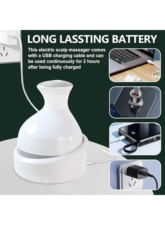 Cordless Electric Scalp Massager - 84 Nodes, 4 Massage Heads - Portable Head Meridians Massager - High-Quality Stress Relief & Hair Growth - Image 2