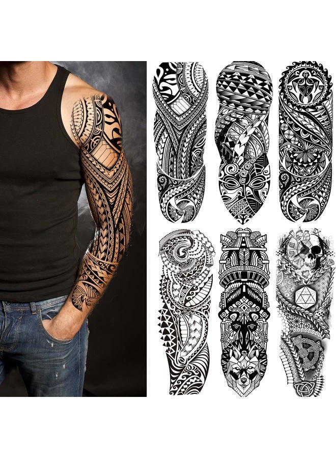 Leoars Fake Sleeve Tattoos Stickers 6-Sheet Full Arm Temporary Tattoos Sleeves for Adult Kids Women Makeup - Image 1