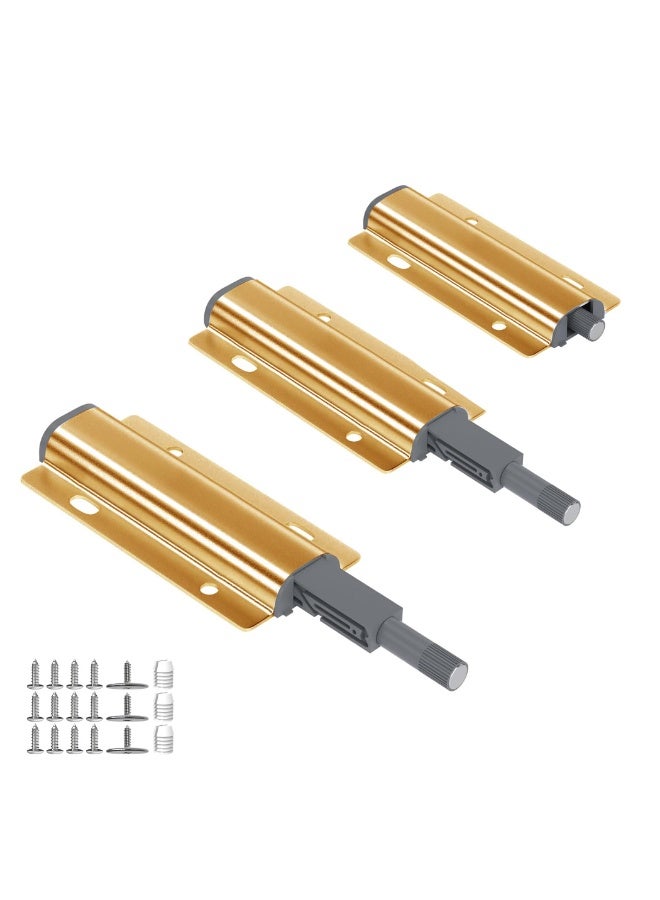 3 Pack Of Magnetic Push Locks Suitable For Cabinet Doors, Push Open Door Latches, Heavy-Duty Cabinet Magnets Suitable For Cabinet Drawer Doors, Press Type Cabinet Hardware,Gold - Image 1